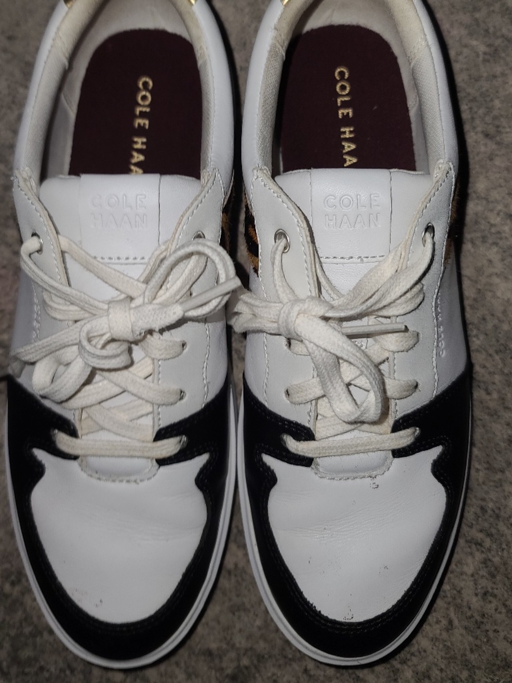 Cole Haan Women’s Grand Crosscourt Leather Sneaker White/Leopard Print Size 7 M